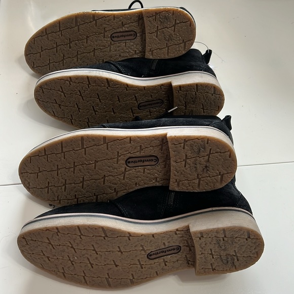 New!! Comfortiva Align Rebeca Full Suede Leather Size Zip Ankle Chuka Black Boot - Picture 10 of 16